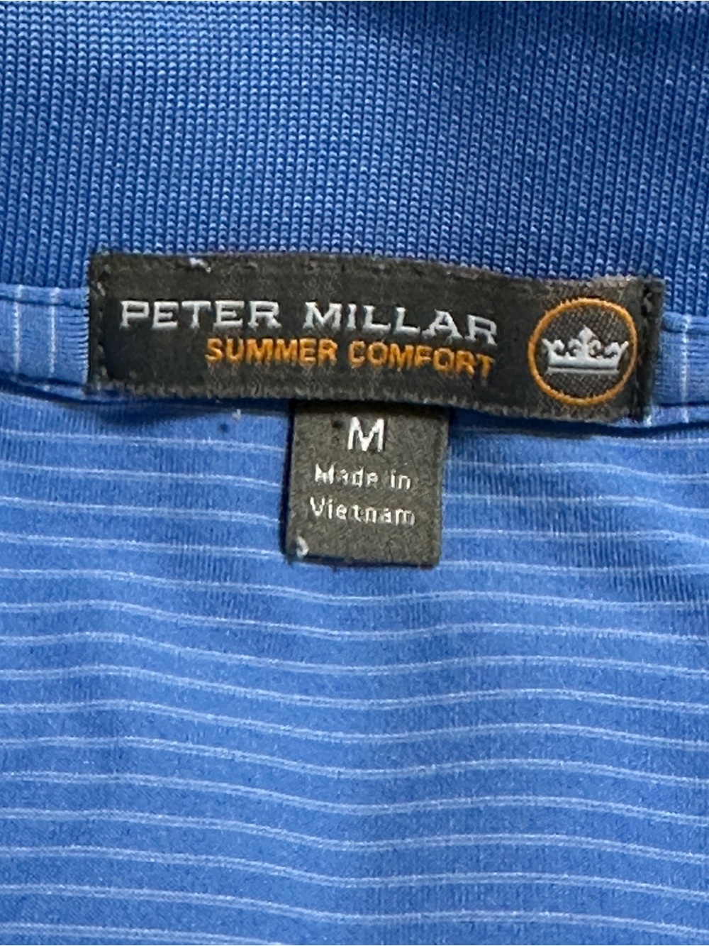PETER MILLAR Summer Comfort Blue White  Short-Sleeve Polo Golf Shirt Sz M - Picture 2 of 7